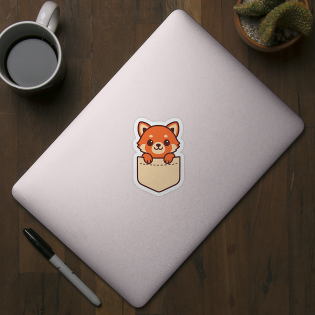 Cute Red Panda Pocket Pal Funny Forest Animal Art by Yesteeyear